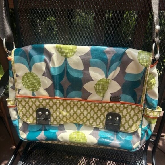 FOSSIL Key-Per Coated Canvas Flower Power Large Messenger BAG - Picture 1 of 11